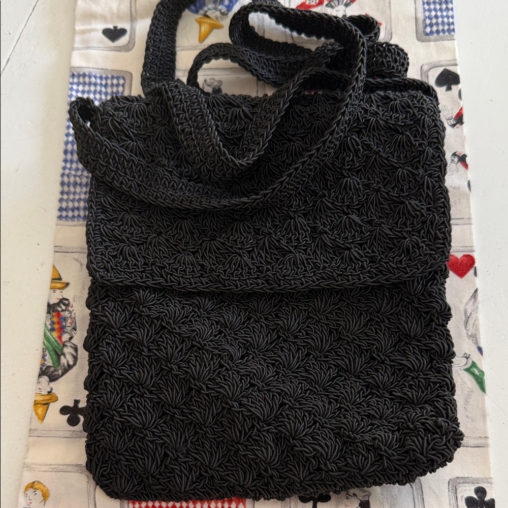Elegant Black Woven Shoulder Bag